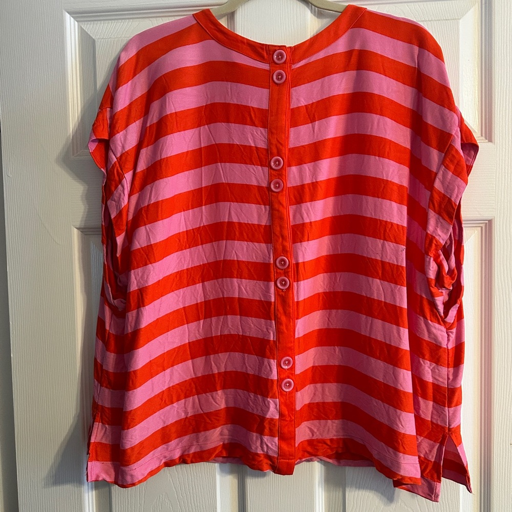 Maeve Red and Pink Striped Blouse